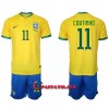Virallinen Fanipaita + Shortsit Brasilia Philippe Coutinho 11 Kotipelipaita MM-Kisat 2022 - Lasten